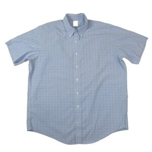 Brooks Brothers Shirt‎ Mens 17 Blue Plaid Traditional Fit Short Sleeve Button Up